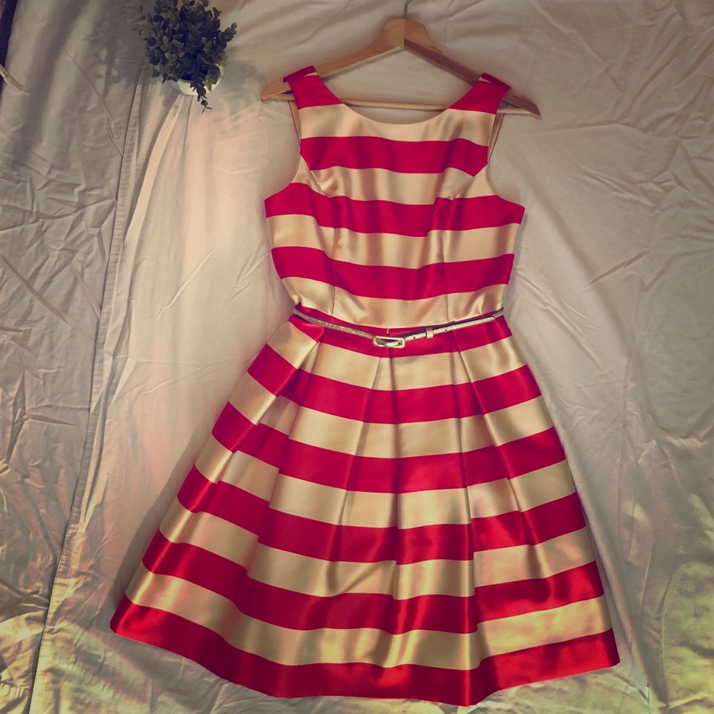 Eliza J Striped Fit & Flare Dress